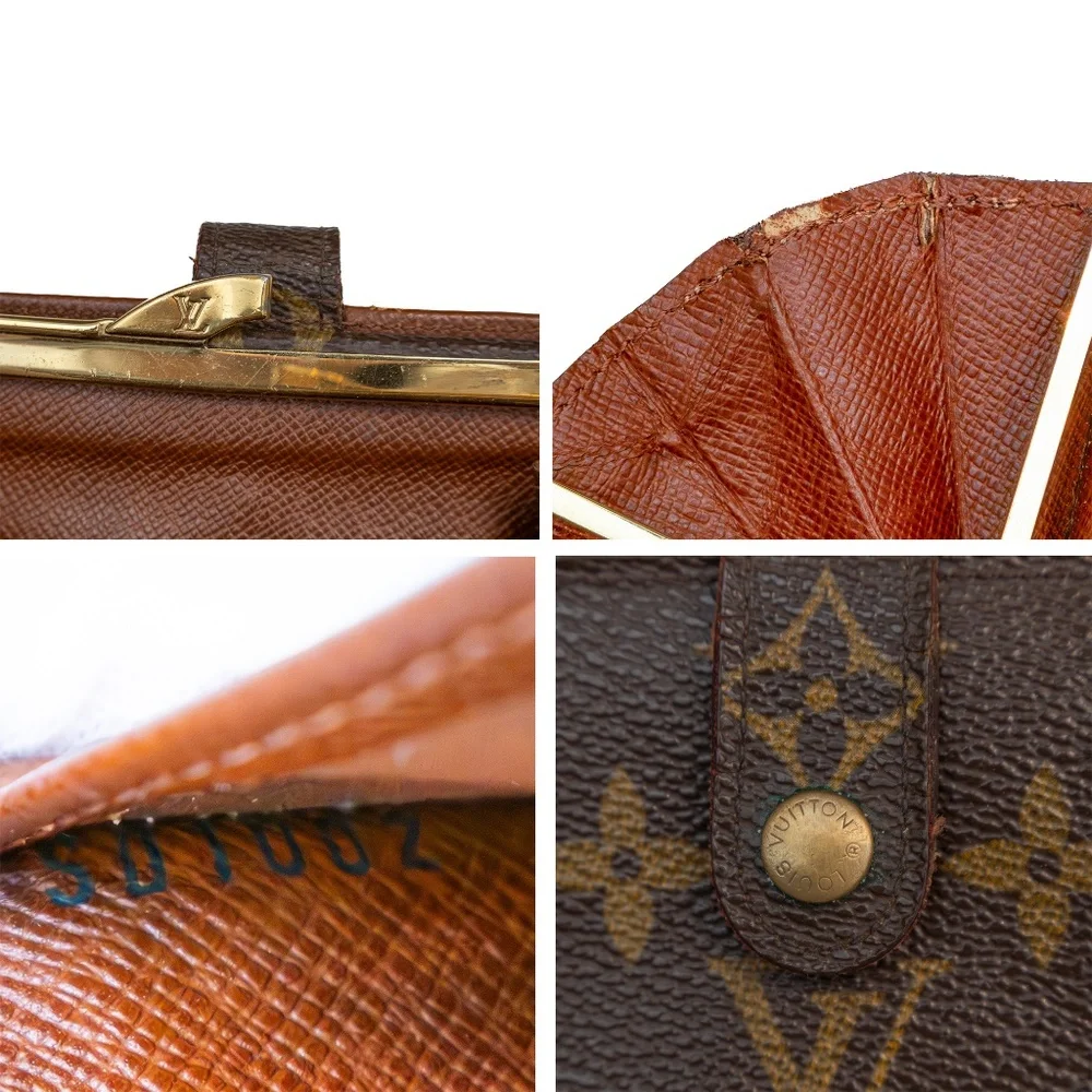 Vintage Louis Vuitton Monogram Canvas French Purse Wallet Brown‎